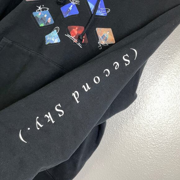 Porter Robinson Second Sky Hoodie Sweatshirt Black Pullover Graphic Spellout - Picture 7 of 9